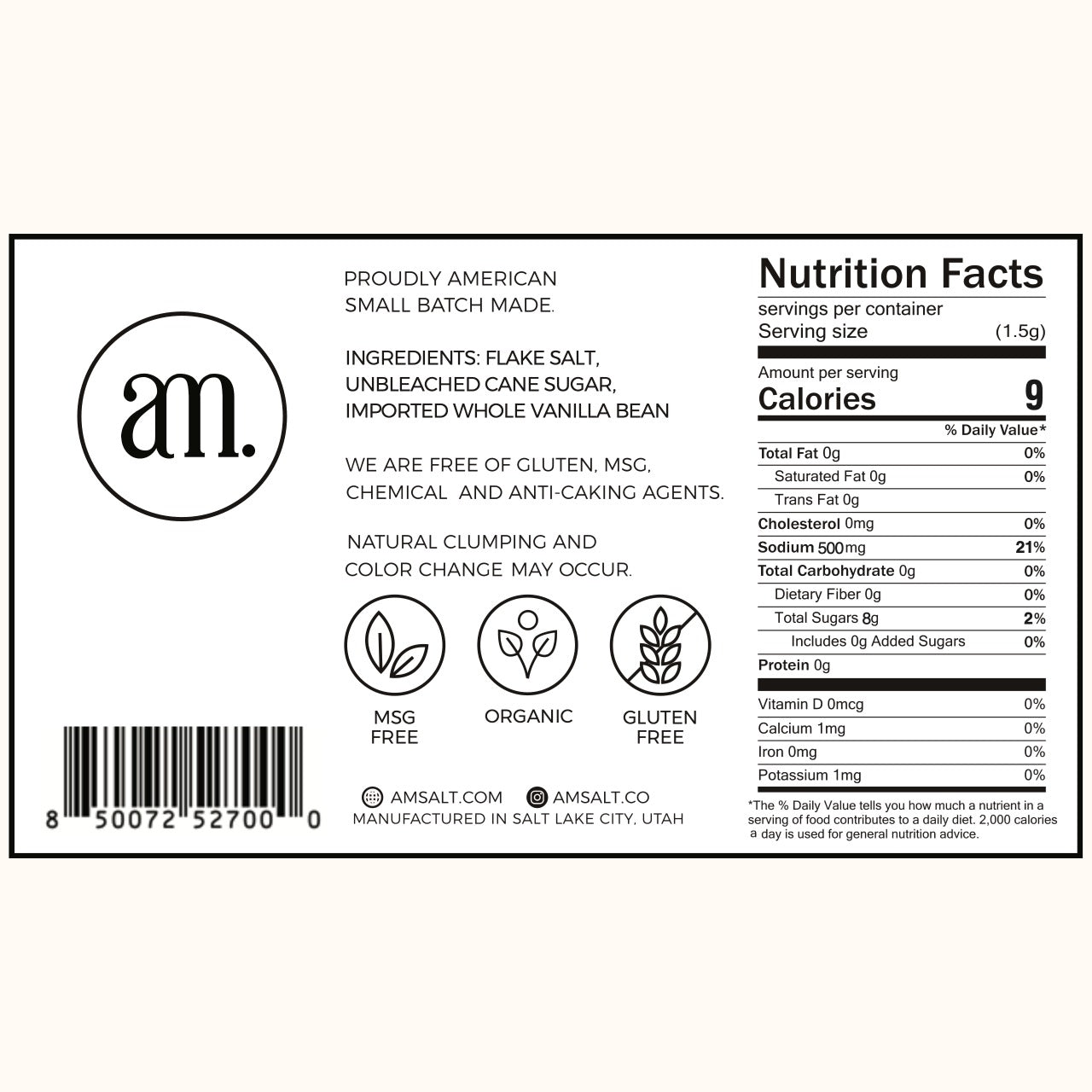 Vanilla Baking SALT 19.5 OZ